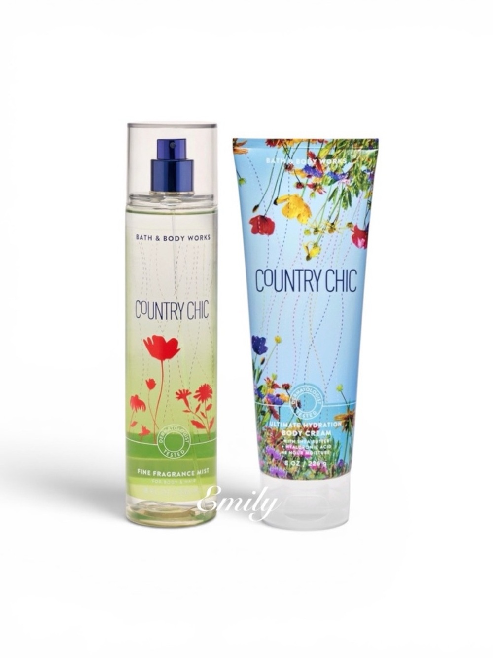 Bath & Body Works COUNTRY CHIC 
fragrance mist & body cream bundle set